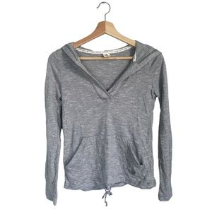 Roxy Hoodie Pullover Grey Striped XS Lightweight Sweatshirt